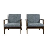 Pair of Restored Black B-7522 armchairs by Zenon Bączyk, 1960’s