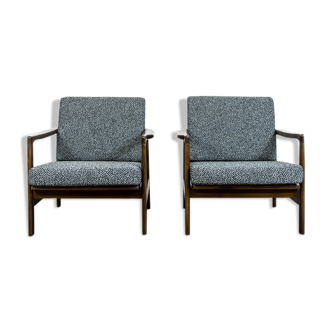 Pair of Restored Black B-7522 armchairs by Zenon Bączyk, 1960’s