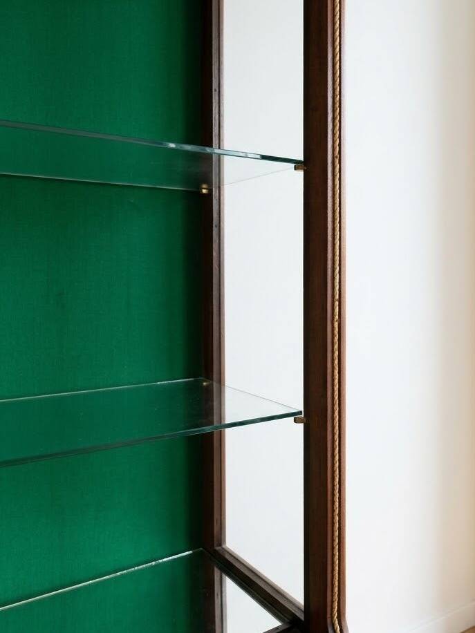 Vintage display cabinet in marquetry wood