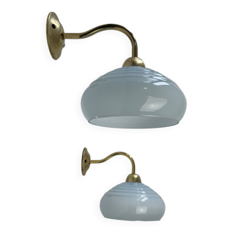 Pair of old vintage blue opaline sconces