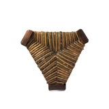 Pair of brutalist neo gothic rush oak tripod stools, France ca 1960s