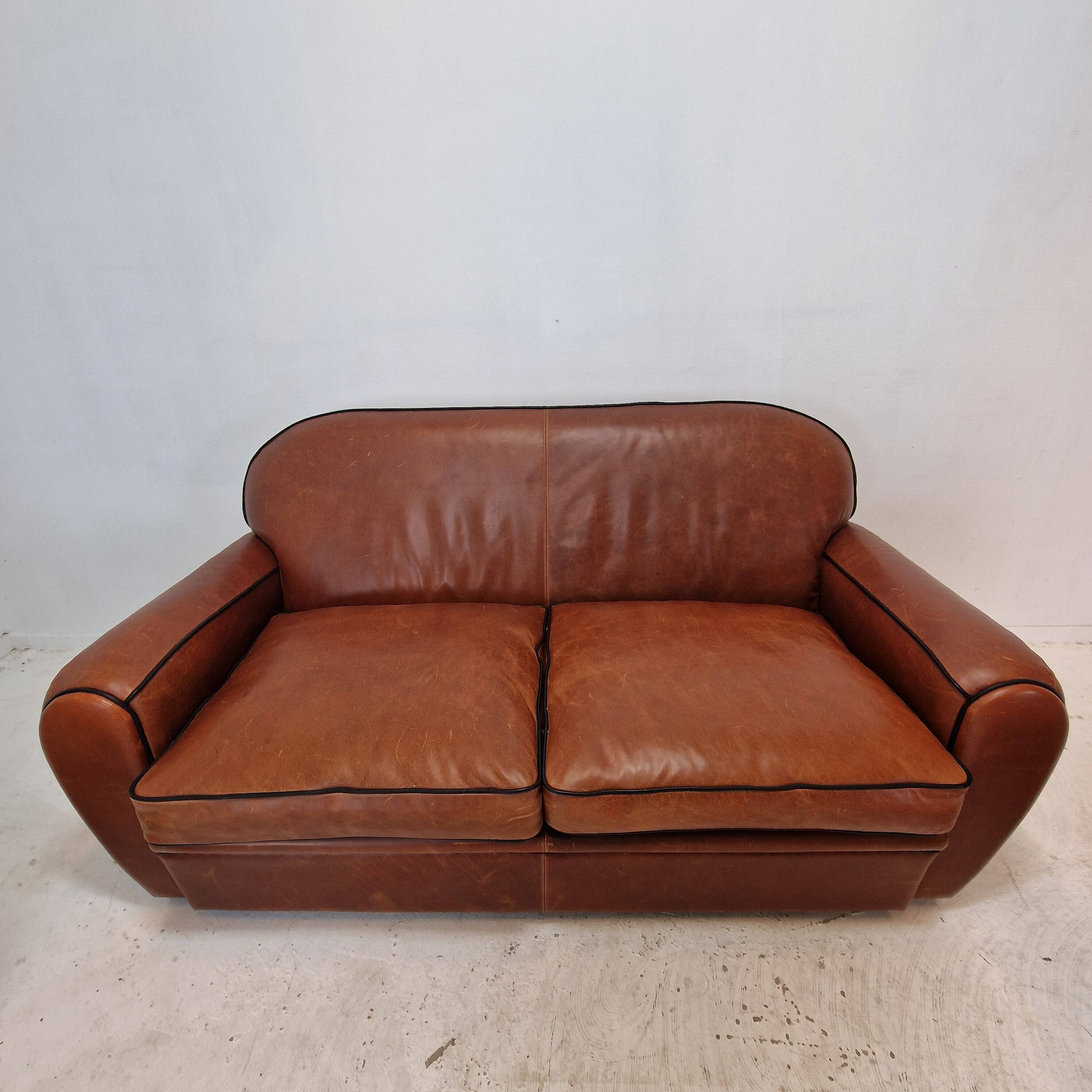 Set of 2 Club Chairs and 1 Sofa in Saddle Leather by Jan Frantzen, Netherlands