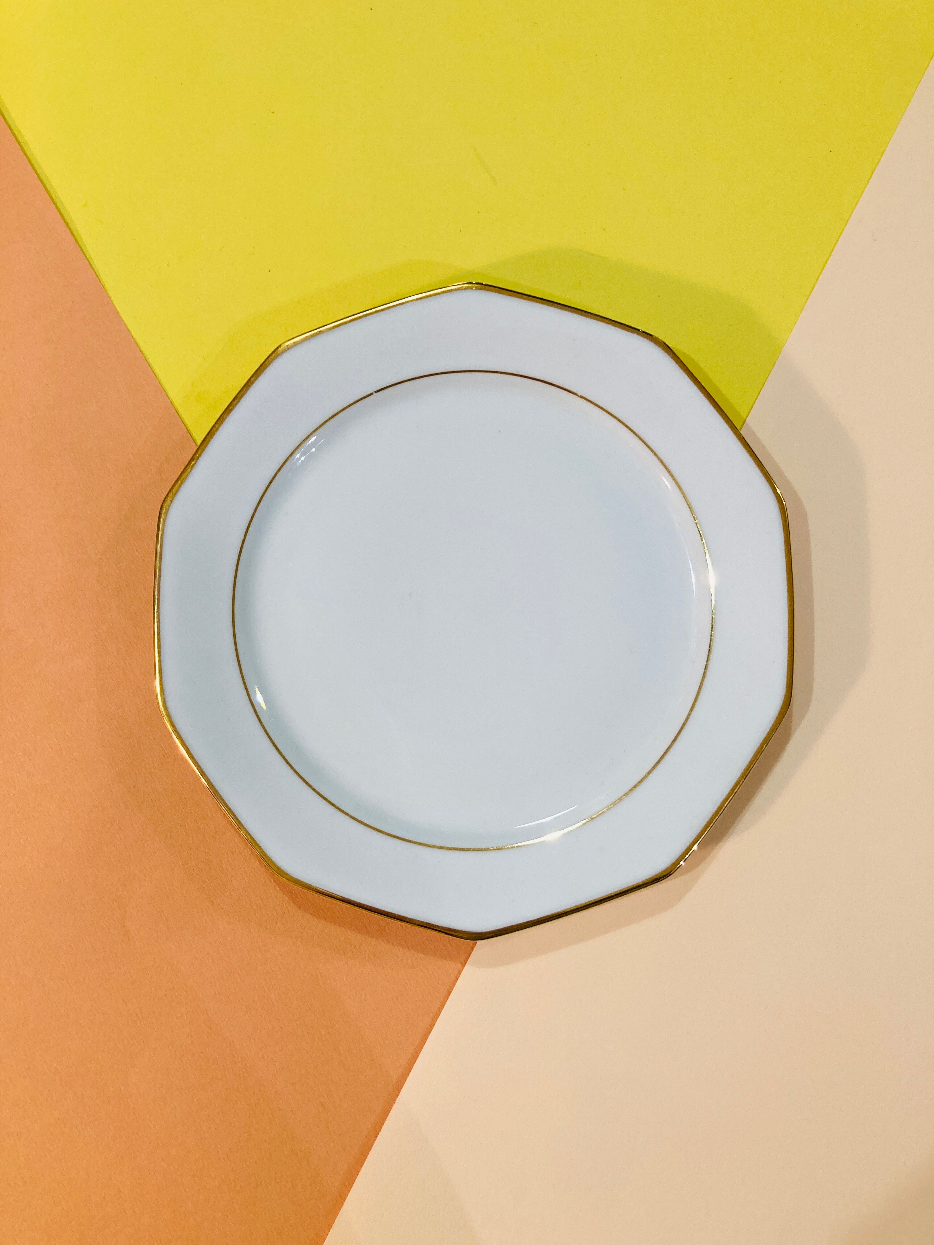 8 plates in white and golden porcelain ctogonales winterling marktleuthen bavaria