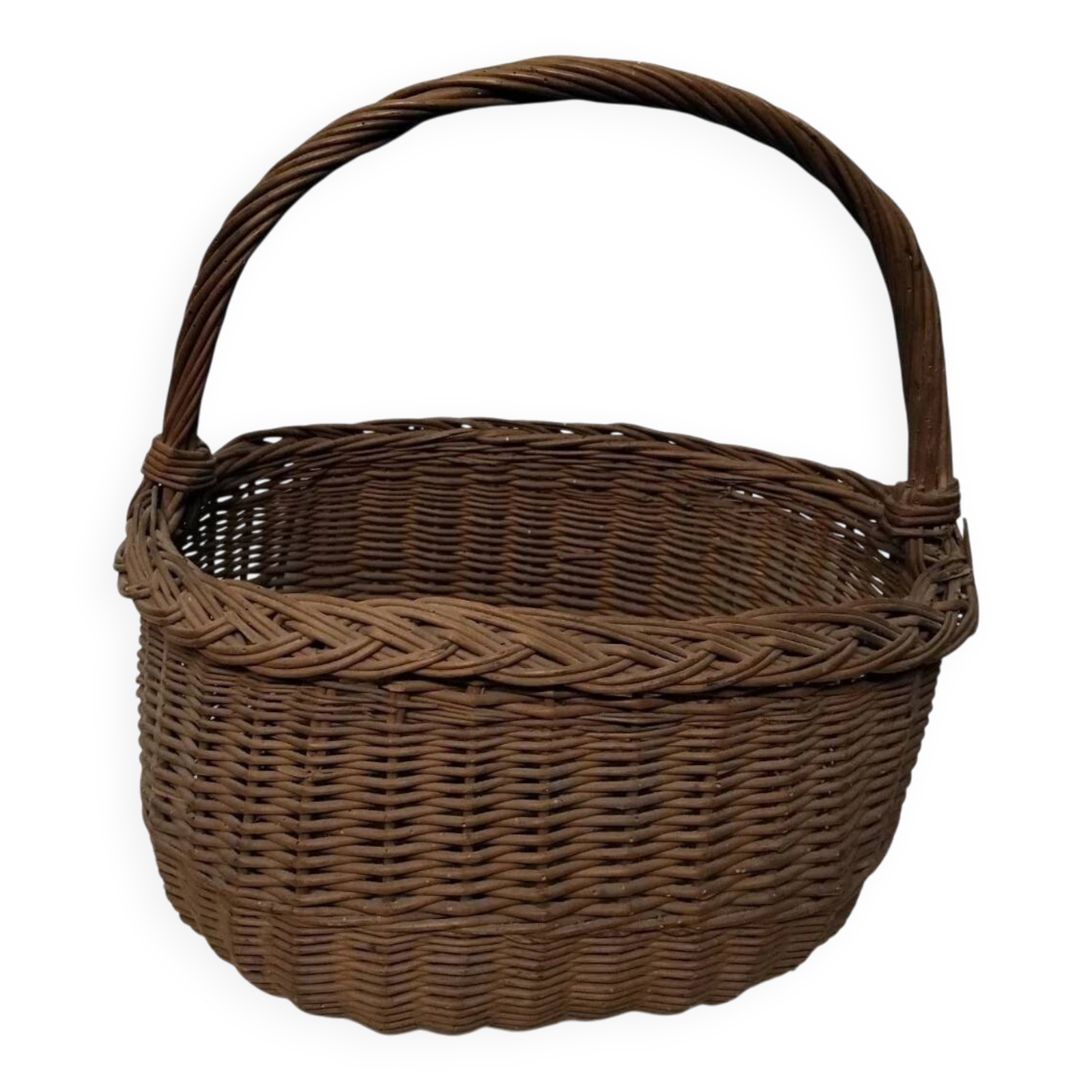 Antique Wicker Basket with Vintage Handle