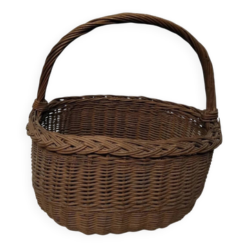 Ancien Panier En Osier Avec Anse Vintage