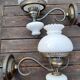 White opaline wall lamp metal, vintage 1960