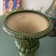 Vase Médicis, cache-pot vintage en céramique vert olive