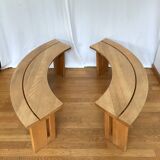 Curved half-moon bench, dlg by PIERRE CHAPO, 80s design - 2 available
