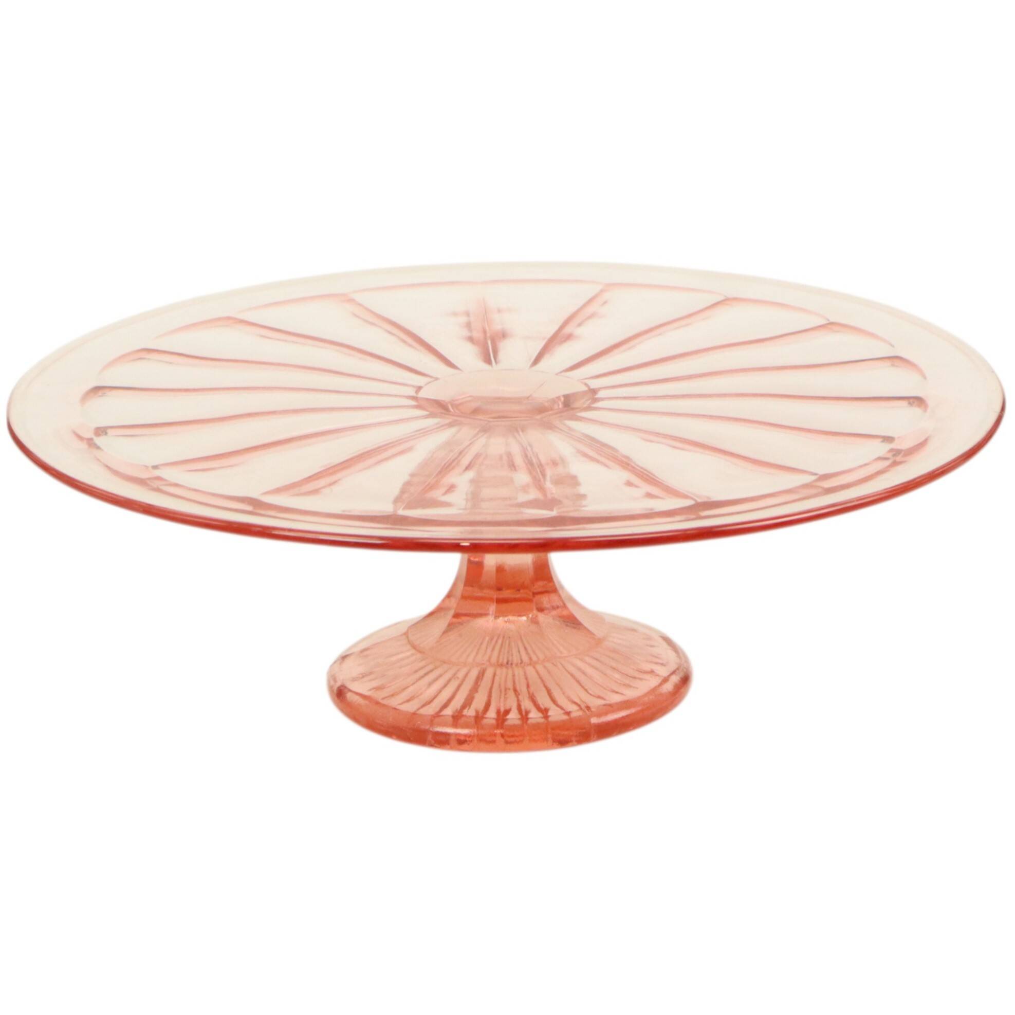 Art Deco Pink Cake Dish Rosaline Depression Glass Verrerie Scailmont