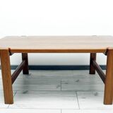 Elegant bench in vintage solid teak wood. after professional renovation.