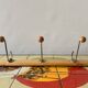 Vintage wooden wall coat rack - triple ball hook