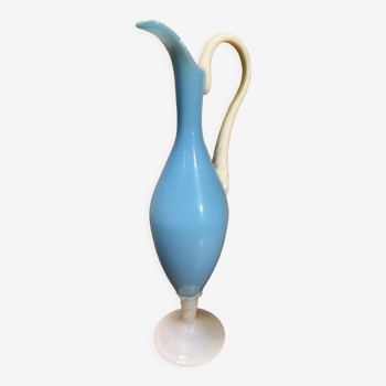 Pichet ancien, opaline bleue, vintage chic, années 60,70