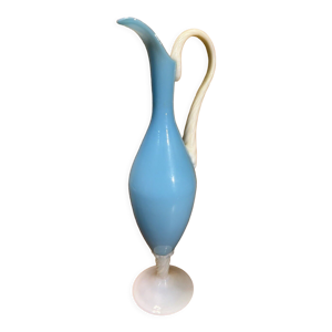 Pichet ancien, opaline bleue, vintage