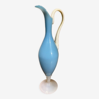 Soliflore pitcher vase, blue opaline, vintage chic, 60,70's