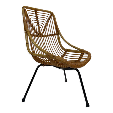 Tripod Rattan easy chair by Dirk van Sliedregt Rohe Noordwolde 1960 in the Netherlands