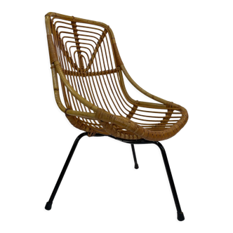 Tripod Rattan easy chair by Dirk van Sliedregt Rohe Noordwolde 1960 in the Netherlands
