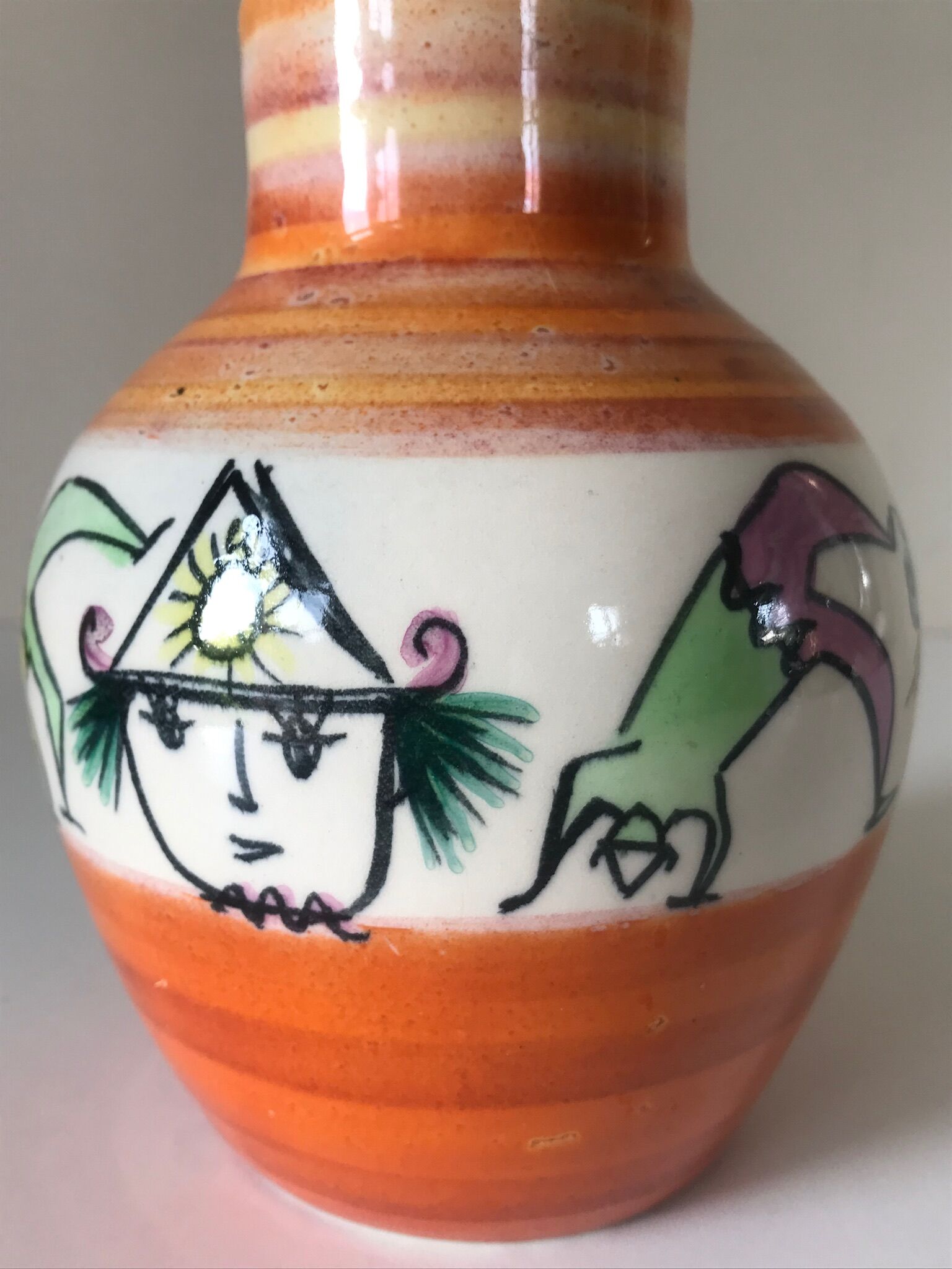 Vase ceramic motifs clowns accolay design 60 years