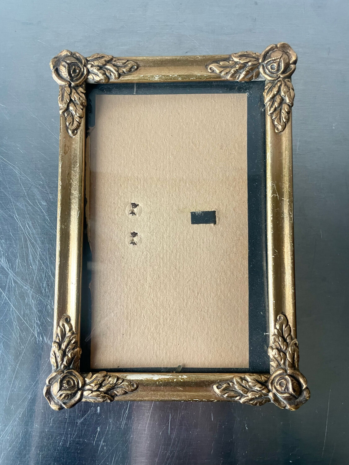 Antique art nouveau frame gilded wood measurements 20 cm x 14 cm convex glass