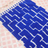 Blue Klein Berber hallway rug with reliefs