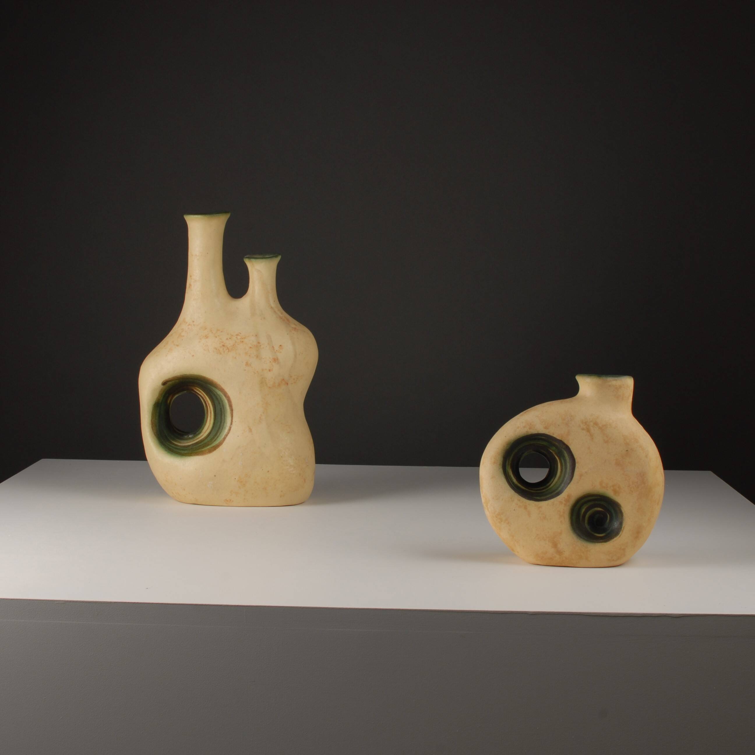 Pair of sculptural ceramic vases by Nikos Dazelidis, Greece, 1970s.