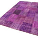 Hand-knotted oriental overdyed 190 cm x 300 cm purple patchwork carpet