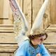 Large altar angel 42.5 cm plaster church statue sulphide eyes XIX