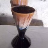 Vase vintage double col en grès flammé