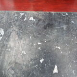 White veined black marble fireplace