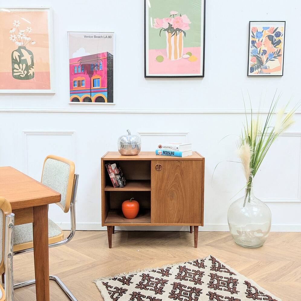 Vintage Scandinavian sideboard with sliding doors
