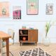 Vintage Scandinavian sideboard with sliding doors