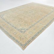 Sky Blue Hand Knotted Antique Vintage Persian Tabriz Rug, 293x407 Cm