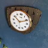 Vintage clock asymmetrical silent wall clock "Maty golden black"