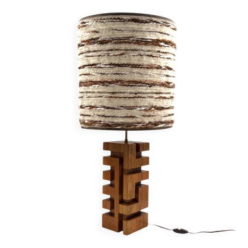 Hollywood regency wood table lamp, France 1970s