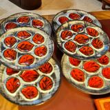 Set of six Pornic oyster plates