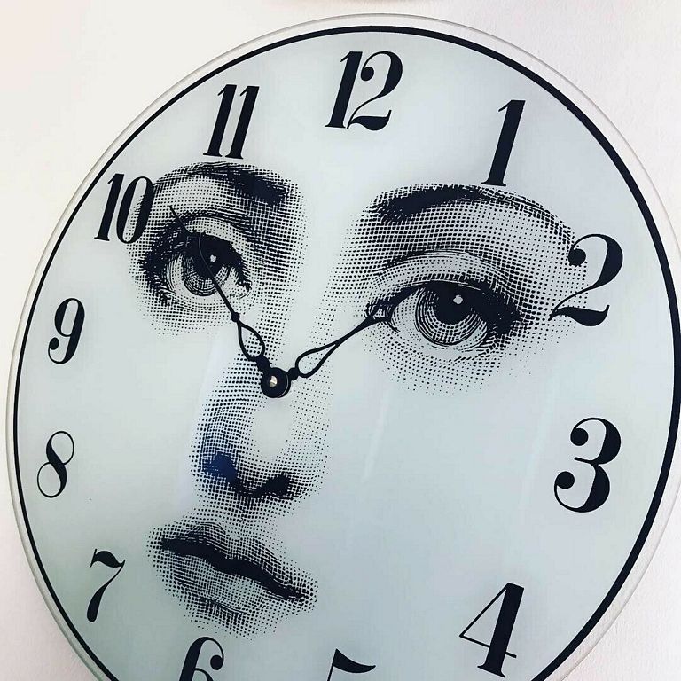 Viso glass wall clock Lina Cavalieri Fornasetti