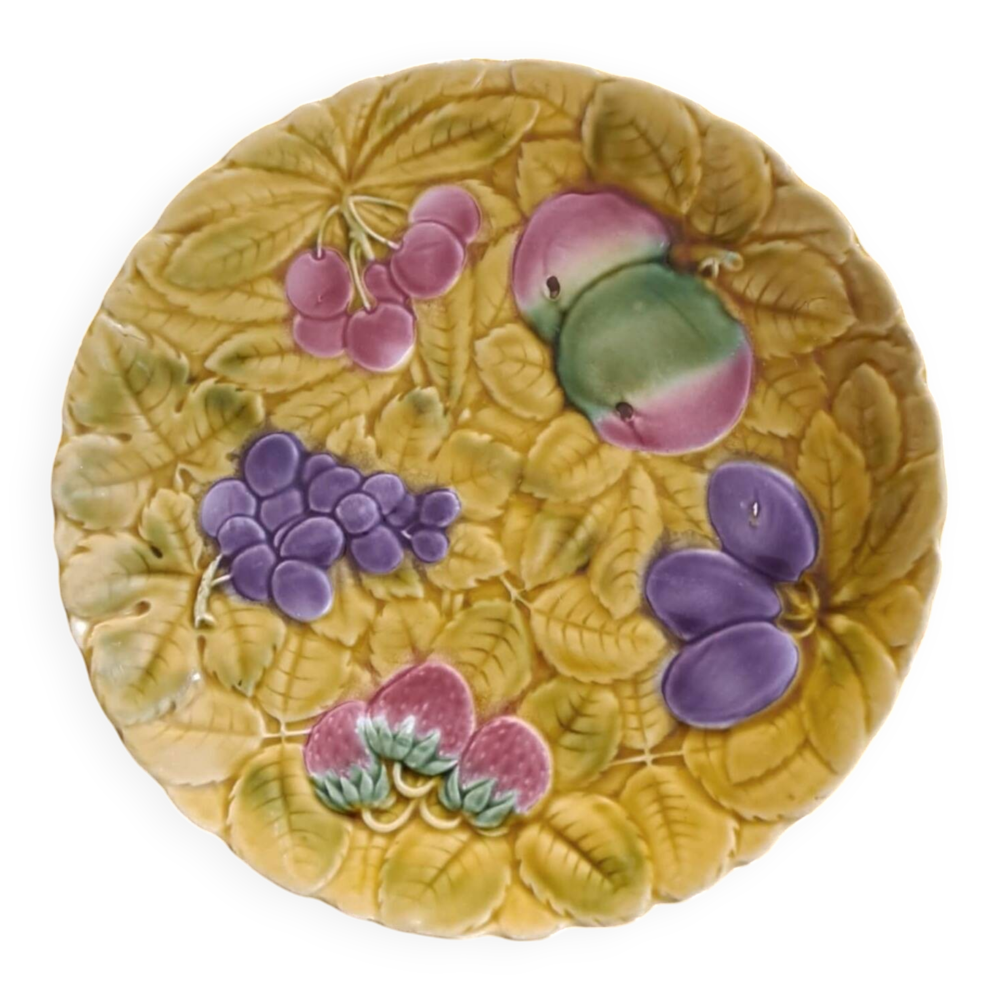 Plat à dessert en barbotine