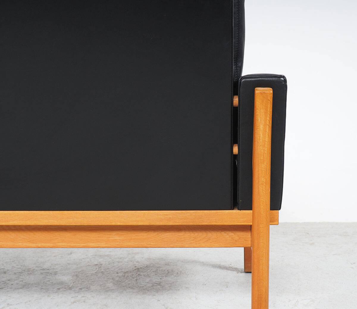 Vintage Black Leather Sofa by Poul M. Volther for Erik Jørgensen, 1960s