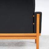 Vintage Black Leather Sofa by Poul M. Volther for Erik Jørgensen, 1960s