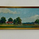 Original Swedish Oil on Canvas – “Landscape with Farms” by Schörström