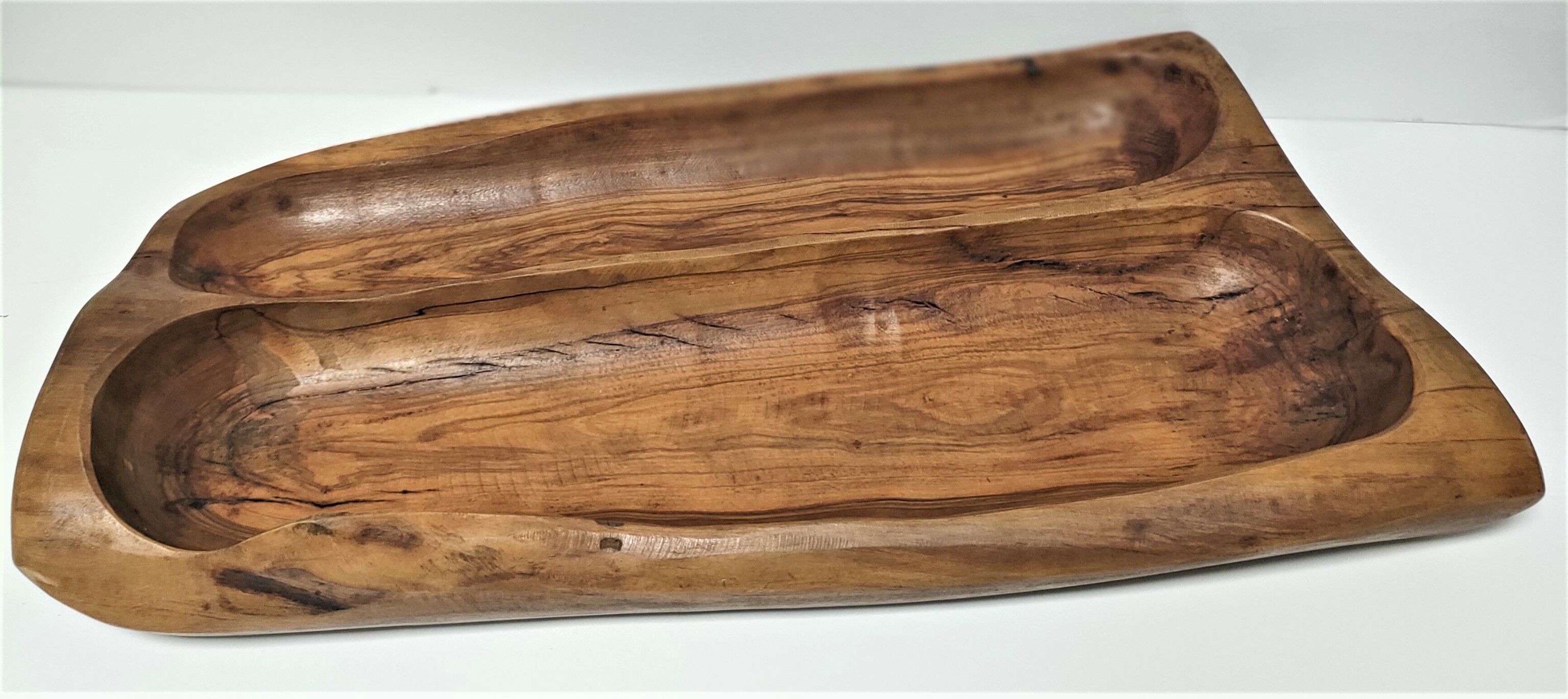 Sculptural cut solid walnut vintage monoxyl