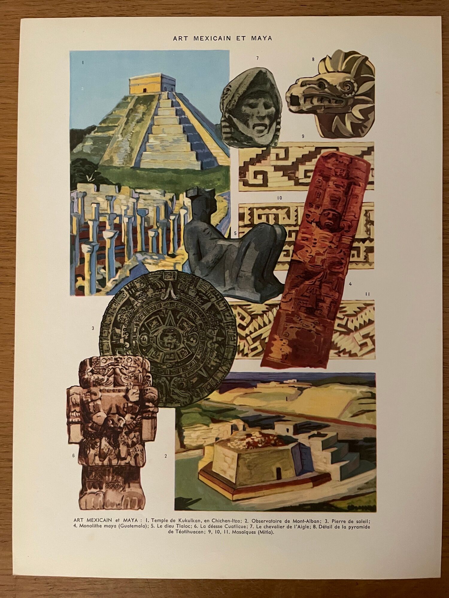 Illustrated plate on Mexican and Mayan art, 1940s-50s