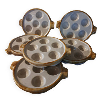 Snail plates with handles/ Ceramic dishes St Clément France 1801