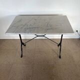 White marble bistro table, cast iron legs