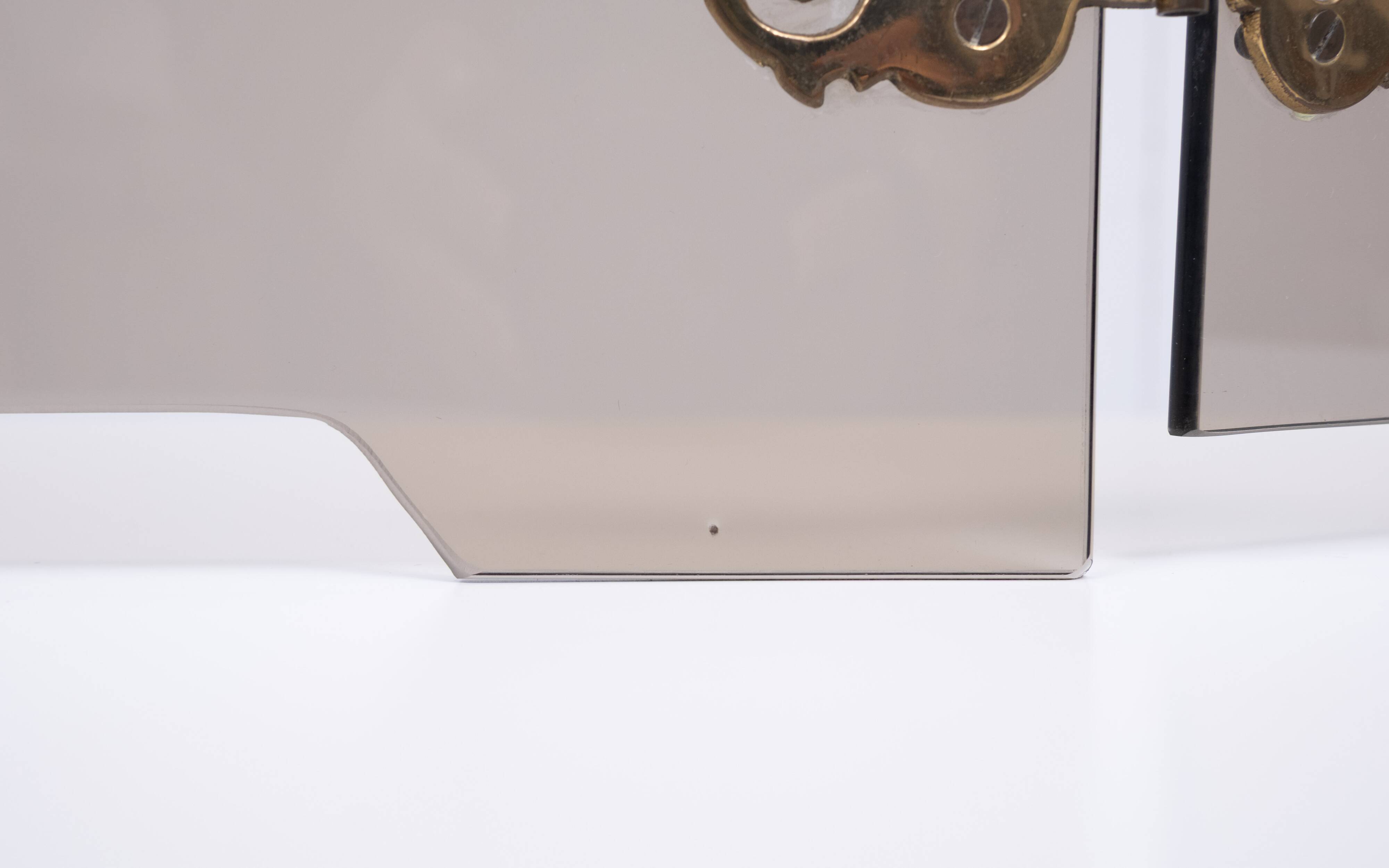 Triptyque pliant en verre fumé, pare-feu des années 1950