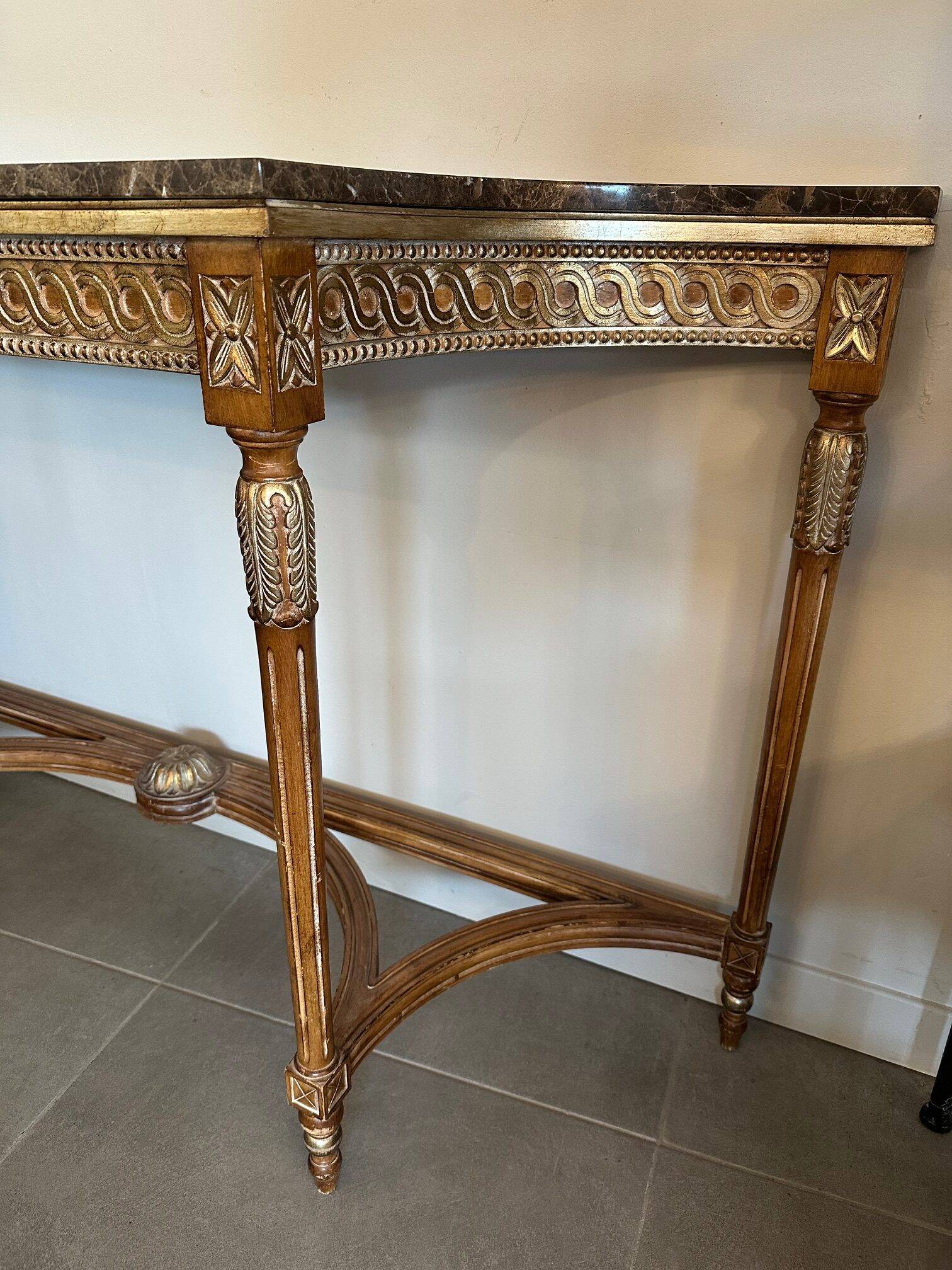 Marble and gilded wood console table