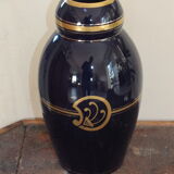 Vase 30s blue of Sèvres and gold Ste Radégonde or Tours Pinon (unsigned)