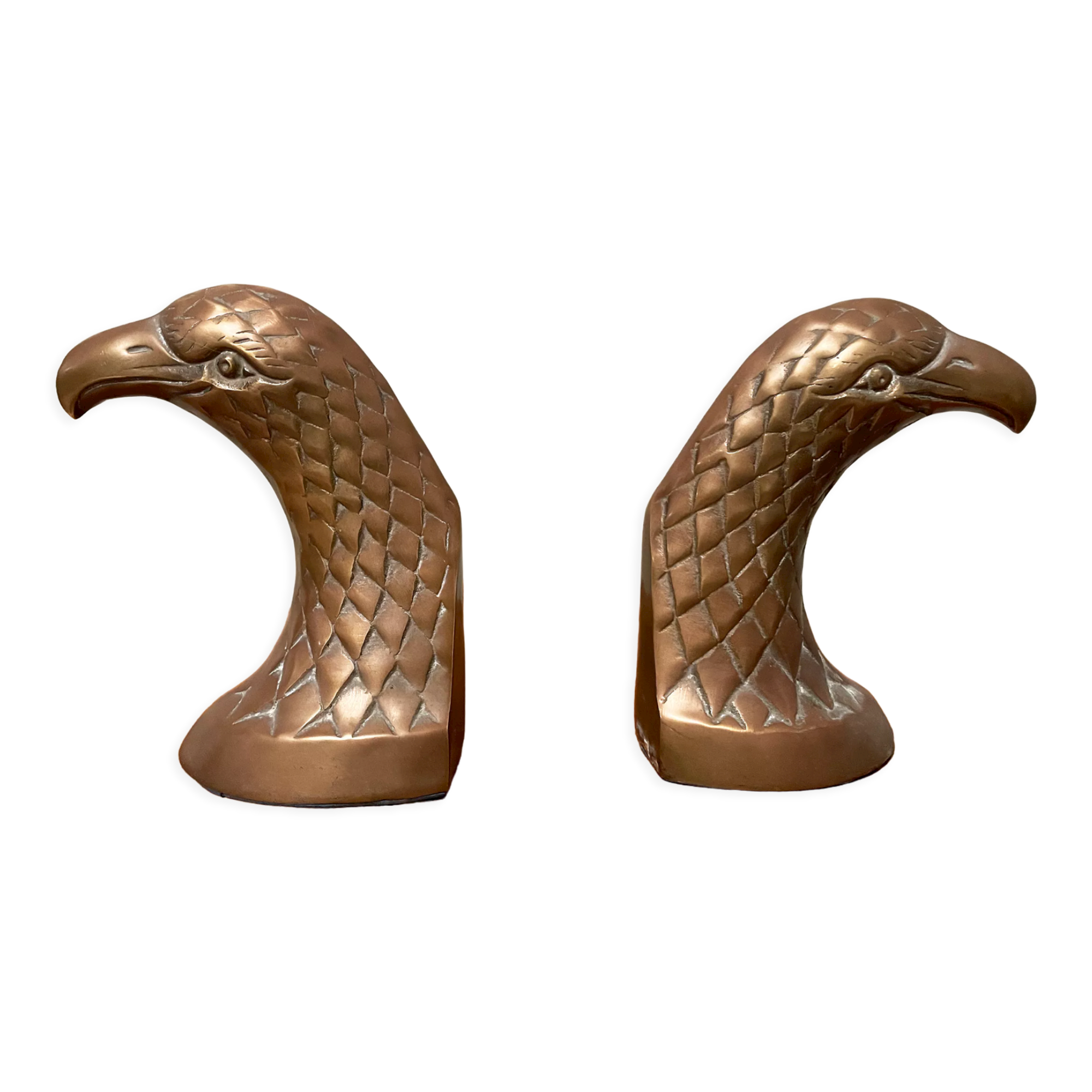 Pair of heavy brass bookends in the shape of eagle heads
