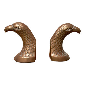 Pair of heavy brass bookends in the shape of eagle heads