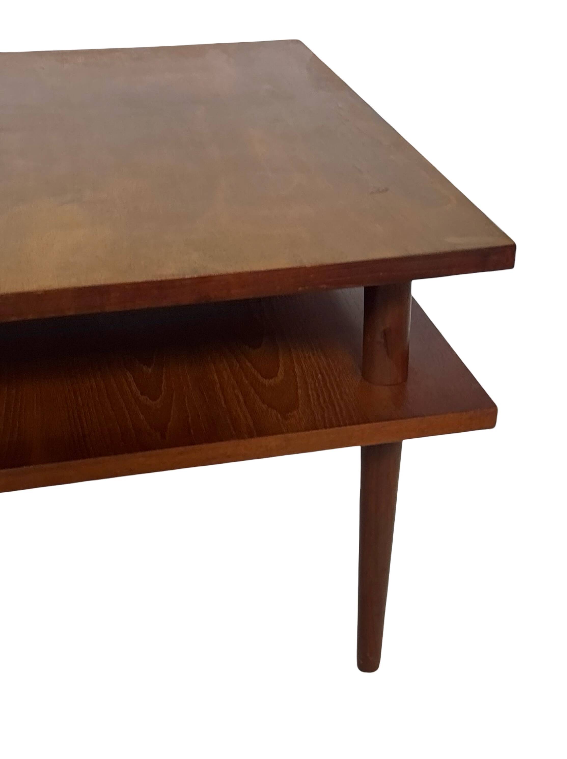Vintage square coffee table in teak veneer, 1960s design