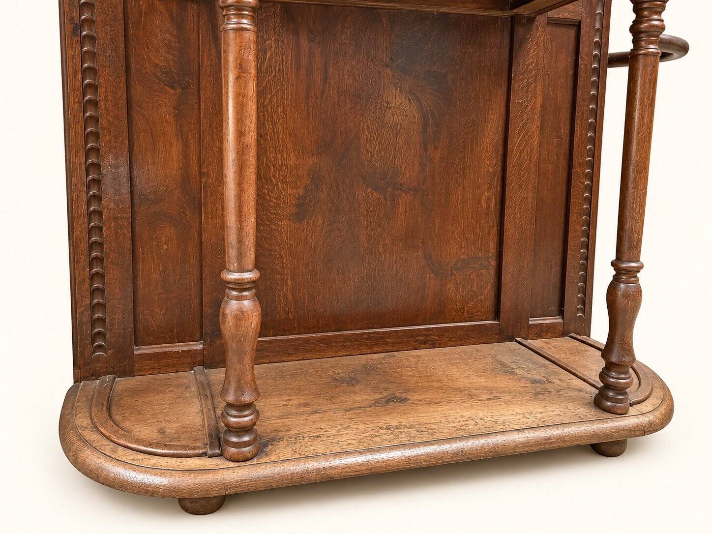 Napoleon III entrance hall wardrobe in solid oak with bevelled mirror.
